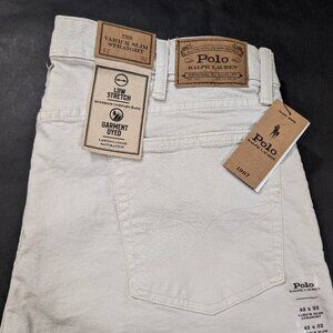 $115 Polo Ralph Lauren Varick Slim Fit Straight 42x32 Denim Jeans Cream